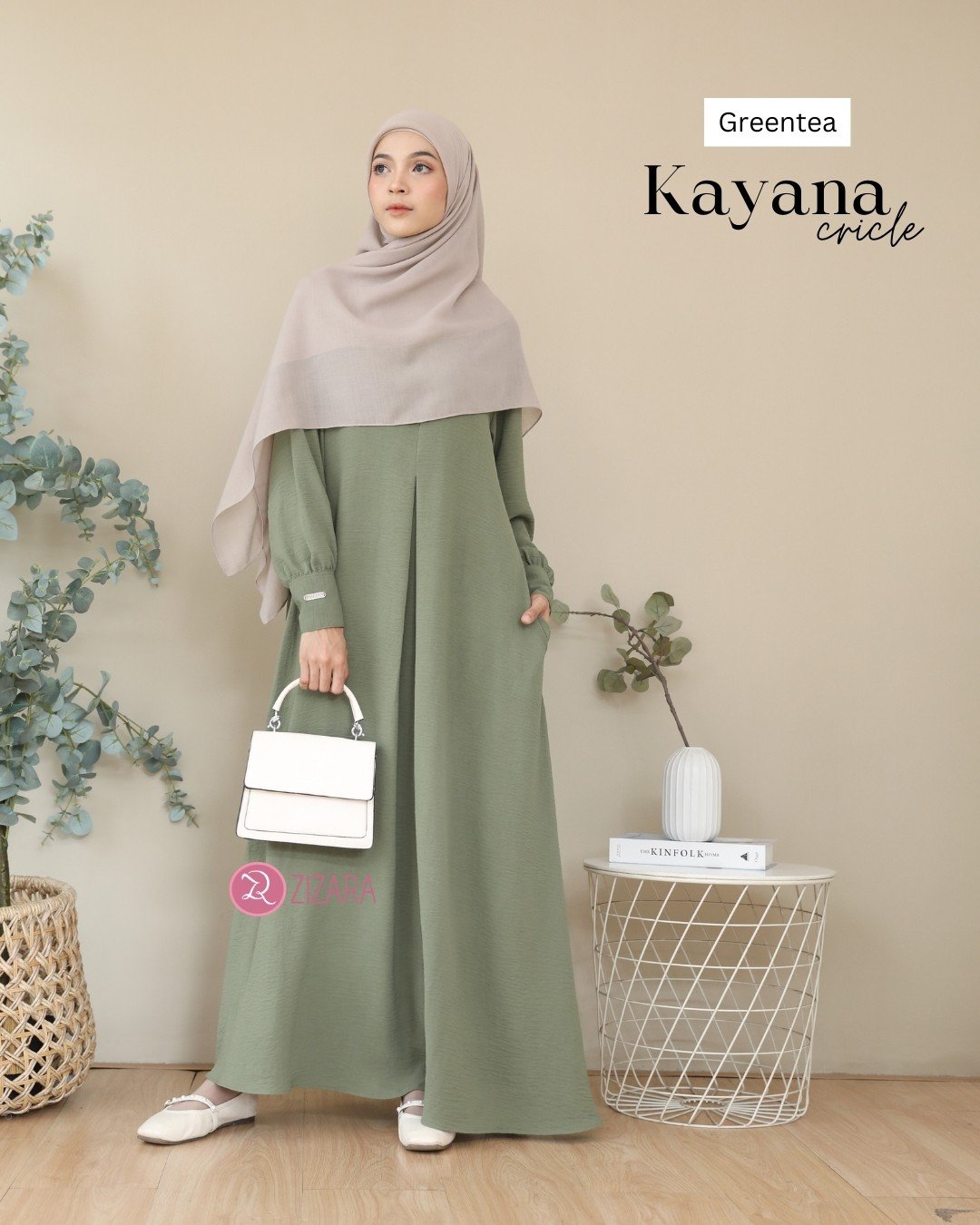 Dress Kayana Crinkle Greentea