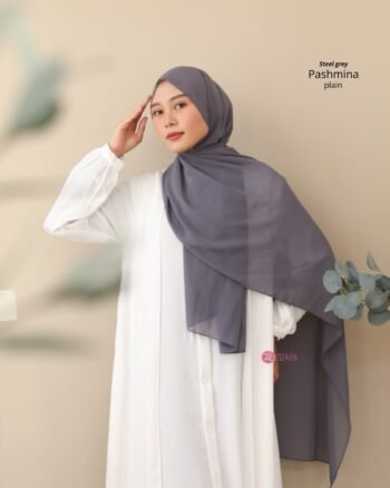 Plain Pashmina Steel Grey