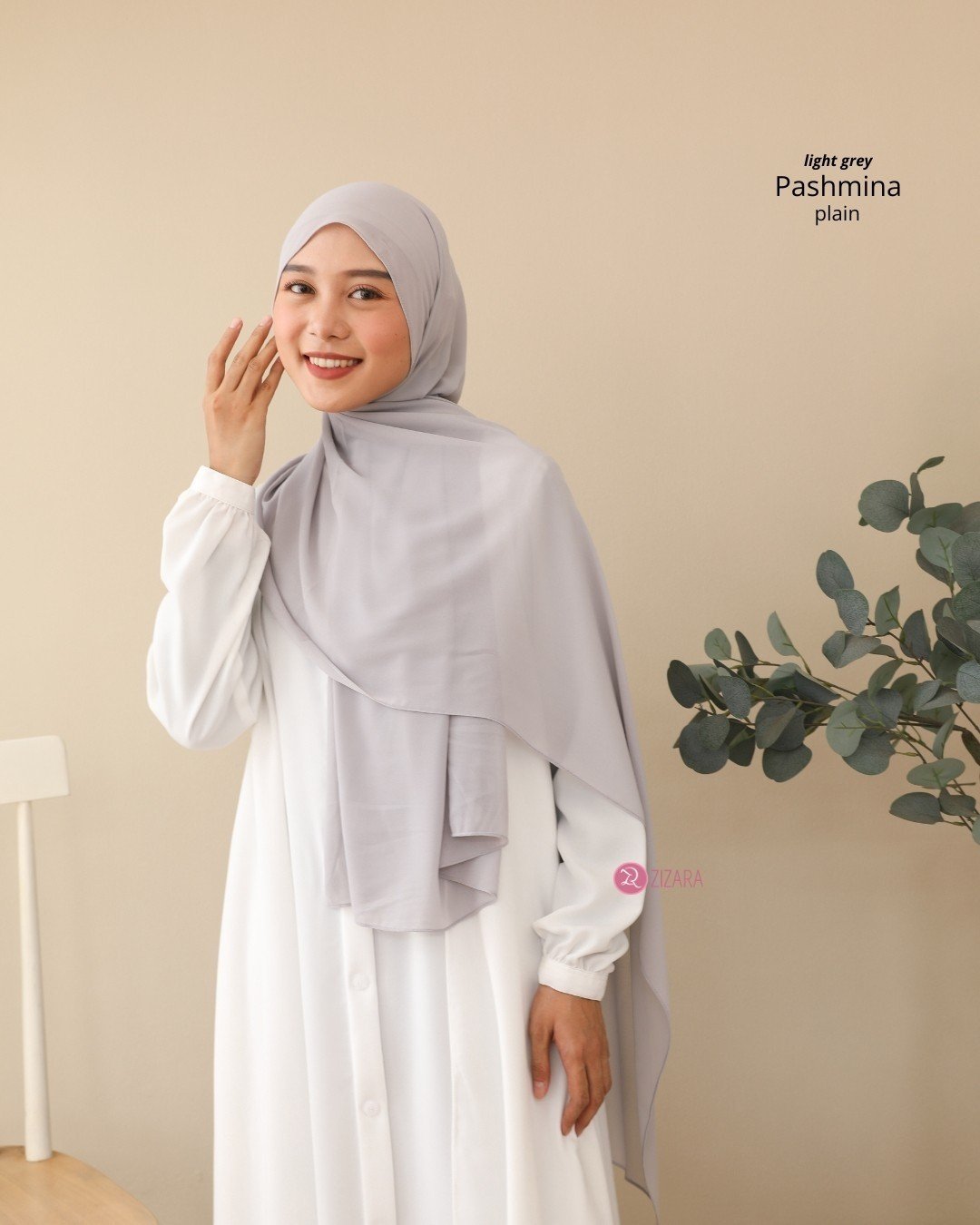 Plain Pashmina Light Grey