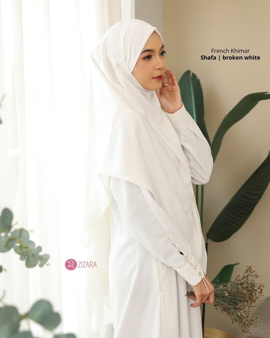 French Khimar Shafa Broken White